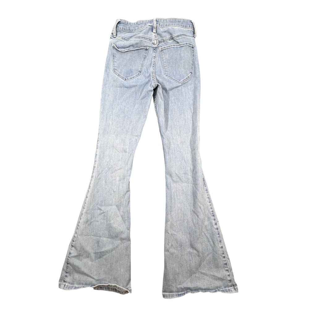 Hollister Blue Flare Jeans Women 3R W26 L31 High Rise Split Hem Soft Stretch - Picture 2 of 11
